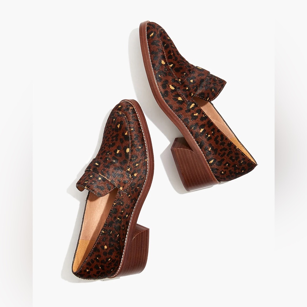 MADEWELL The Alex Heeled Loafer in Painted Leopard Calf Hair